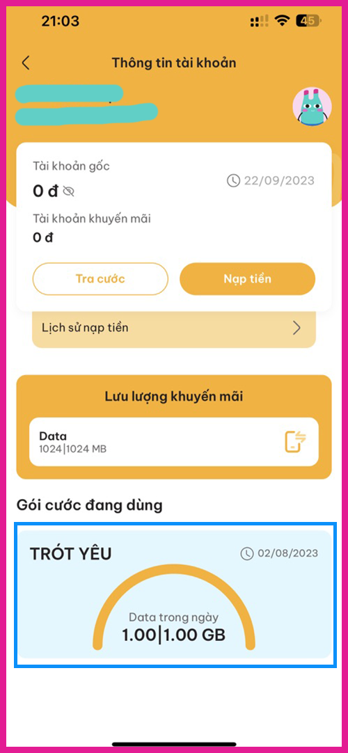 Cách kiểm tra dung lượng 4G Saymee ứng dụng 2